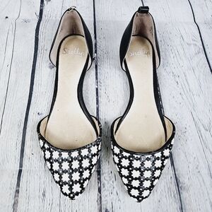 SHELLYS LONDON | laser cut woven leather slipon flats